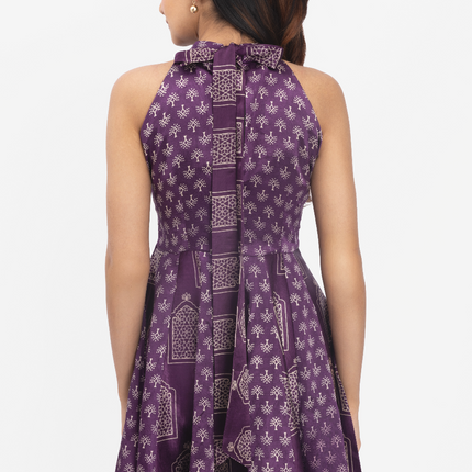 Plum Heritage Halter Skater Dress