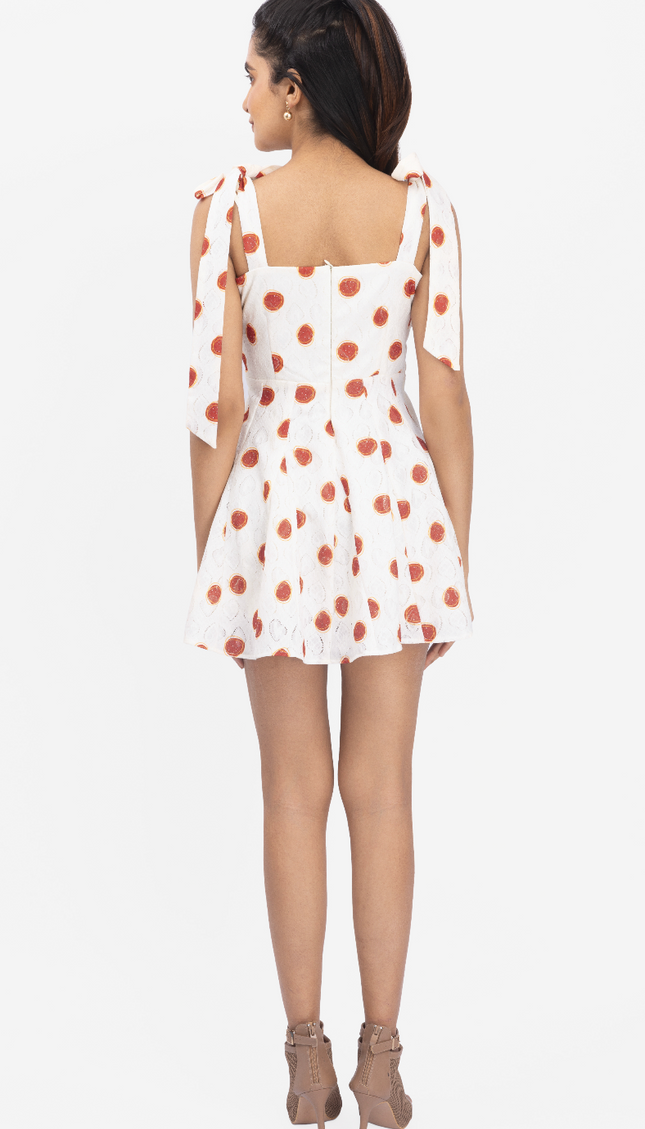 Blush Dot Tie-Up Skater Dress