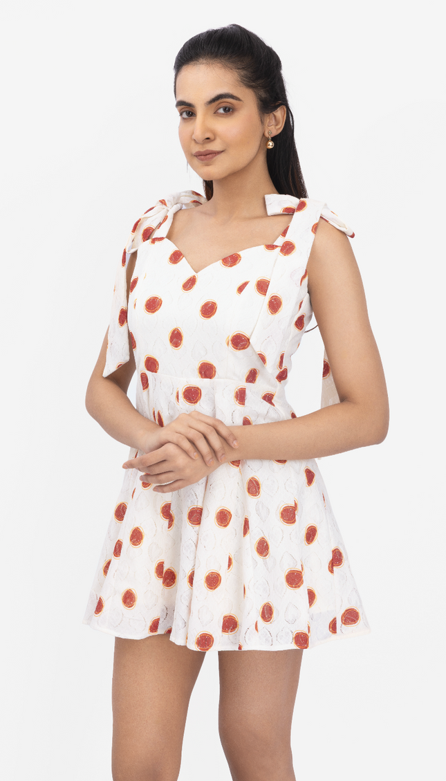 Blush Dot Tie-Up Skater Dress