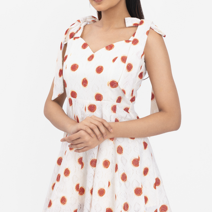 Blush Dot Tie-Up Skater Dress