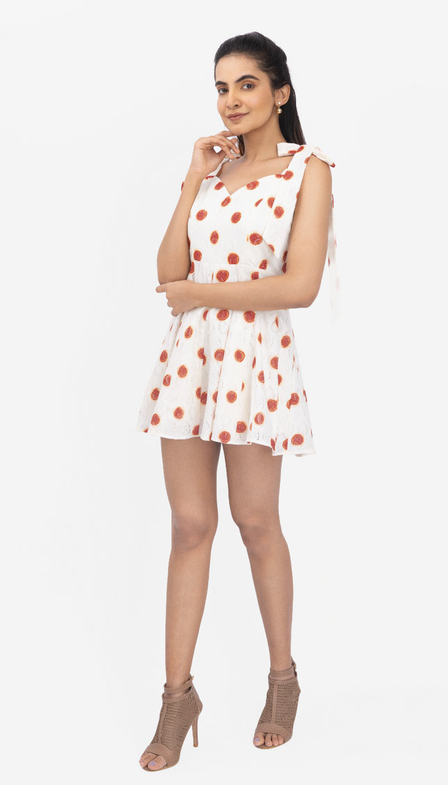 Blush Dot Tie-Up Skater Dress