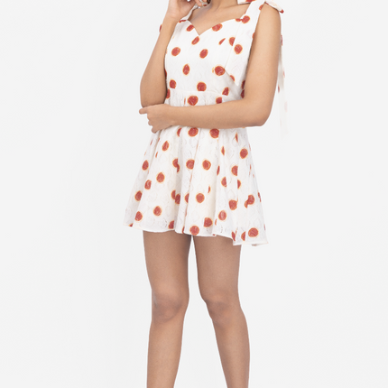 Blush Dot Tie-Up Skater Dress