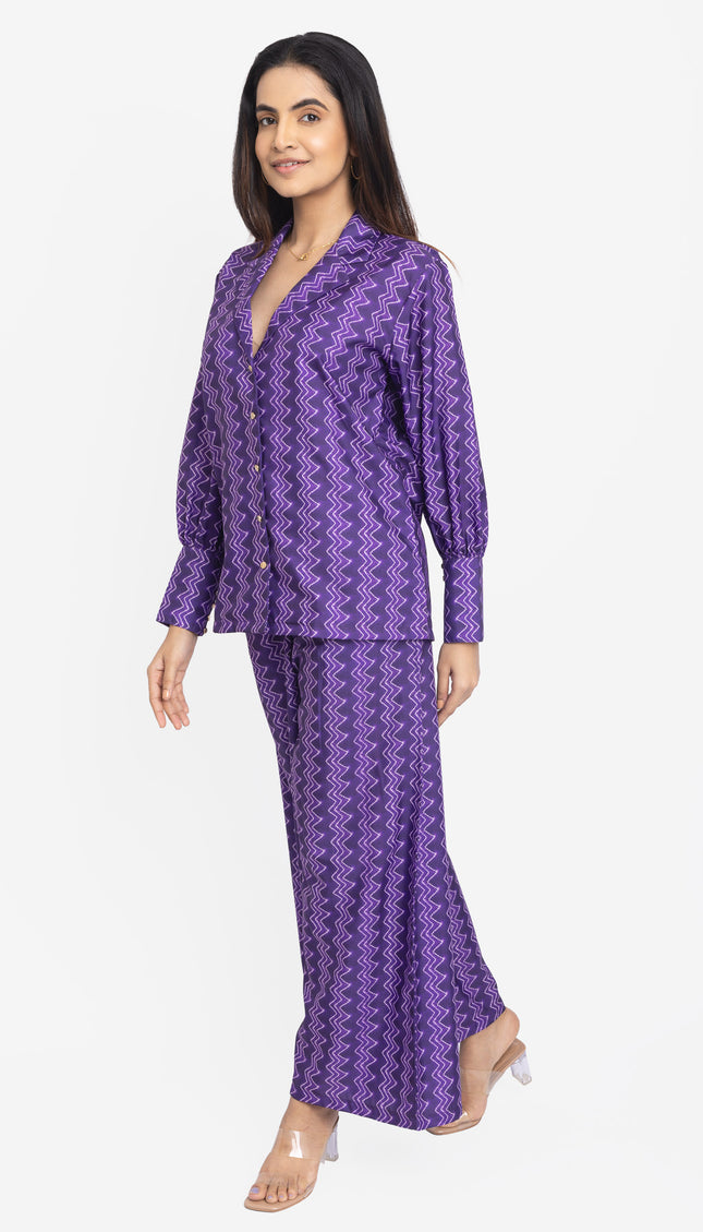 Purple Zig-Zag Heritage Co-ord Set