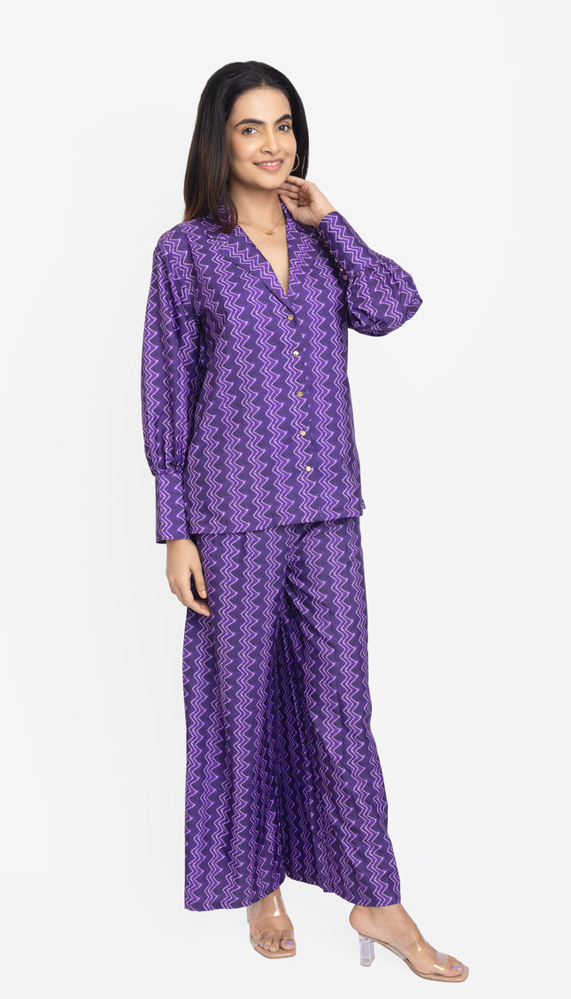 Purple Zig-Zag Heritage Co-ord Set