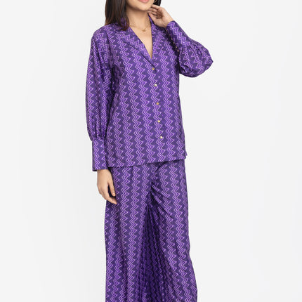 Purple Zig-Zag Heritage Co-ord Set