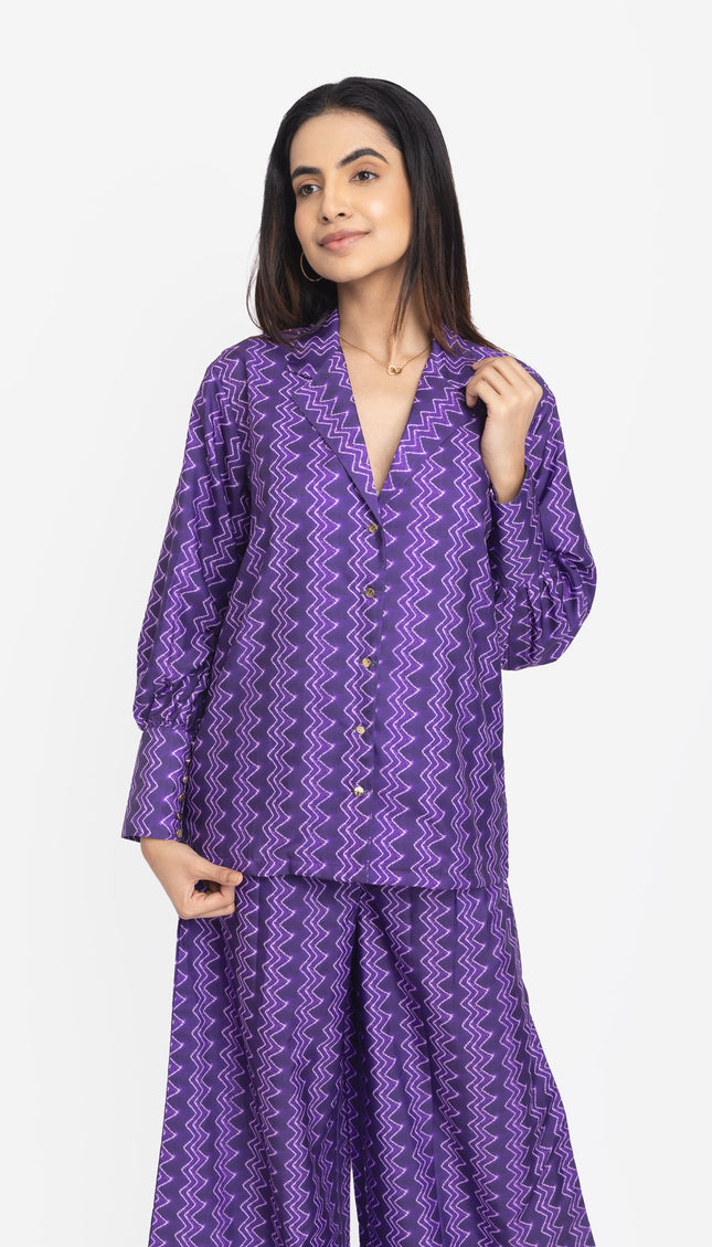 Purple Zig-Zag Heritage Co-ord Set