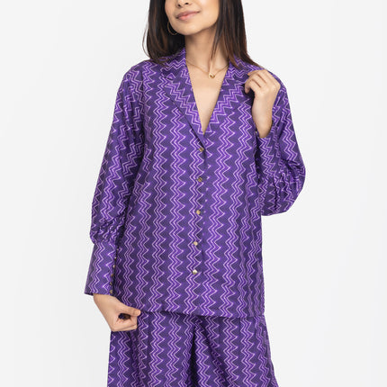 Purple Zig-Zag Heritage Co-ord Set