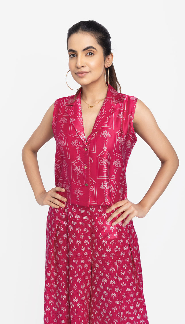 Dark Pink Ikat Grove Co-Ord Set