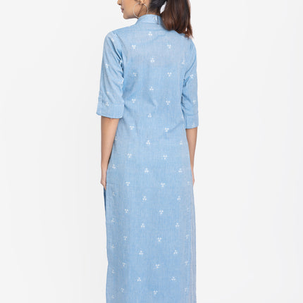 Sky Blue Printed Three-Piece Layered Set