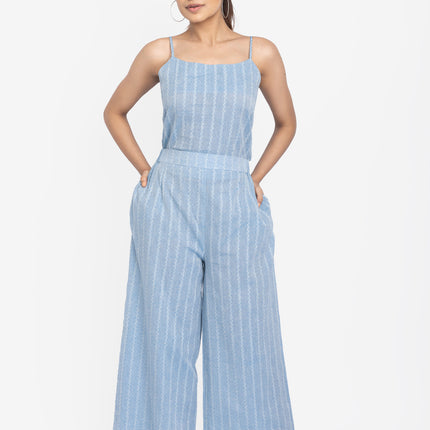 Sky Blue Printed Three-Piece Layered Set