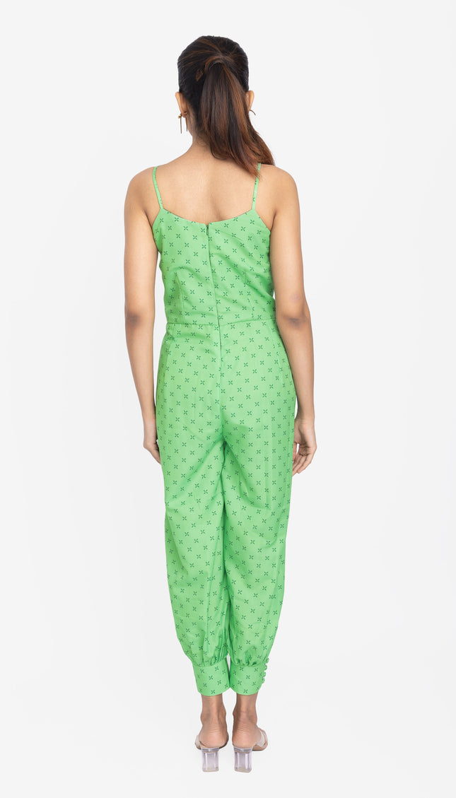 Mint Printed Tapered Jumpsuit