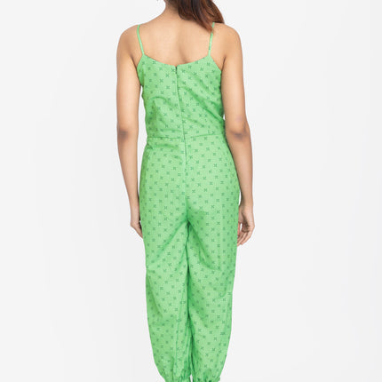 Mint Printed Tapered Jumpsuit