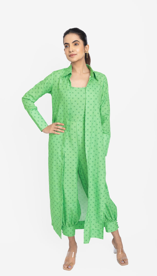 Mint Cross-Print Layered Co-Ord Set