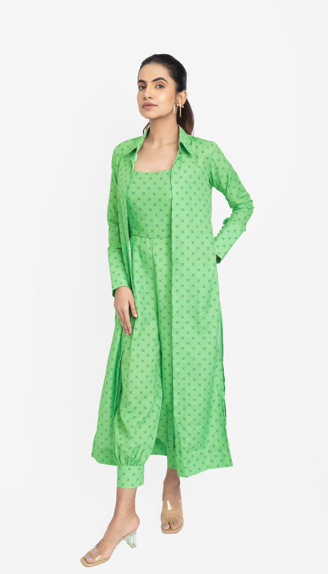 Mint Cross-Print Layered Co-Ord Set