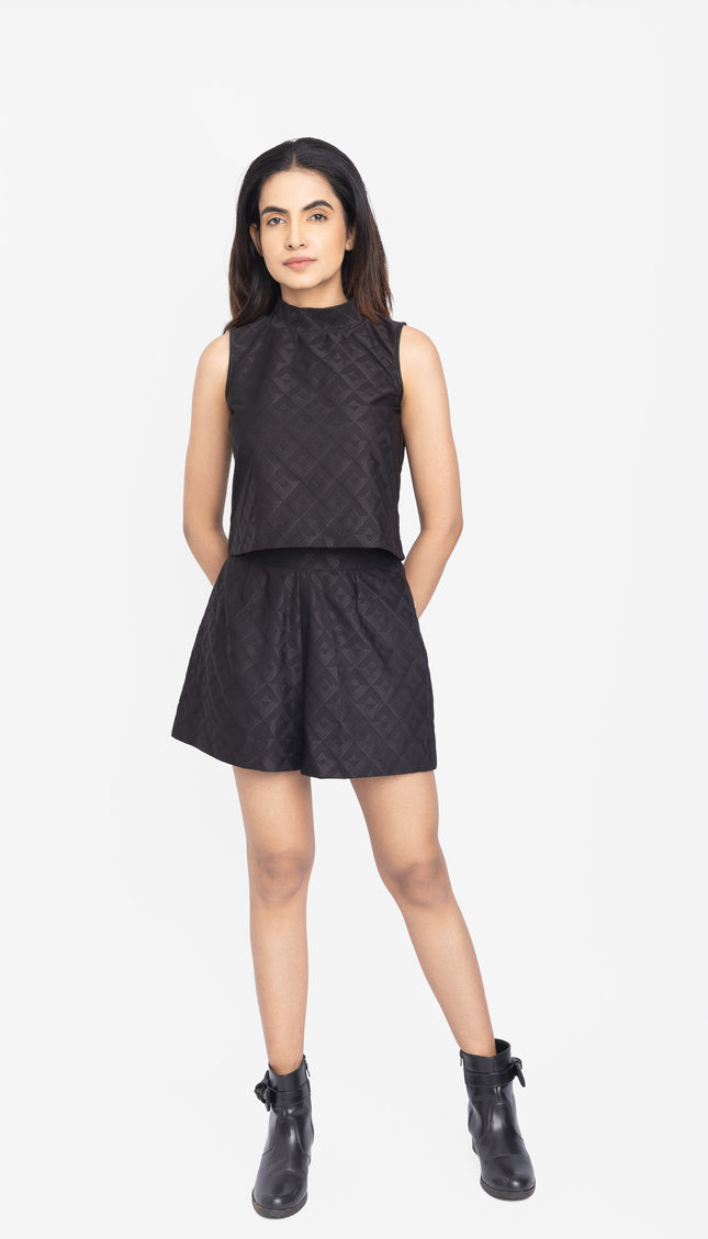 Midnight Textured Sleeveless Co-ord Set