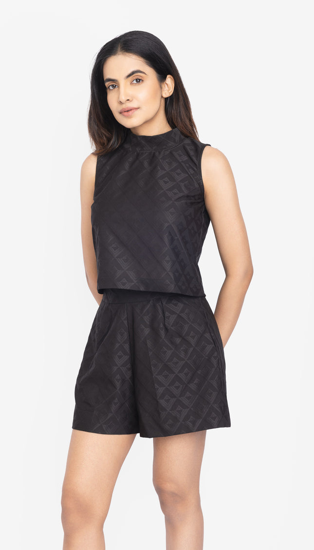 Midnight Textured Sleeveless Co-ord Set
