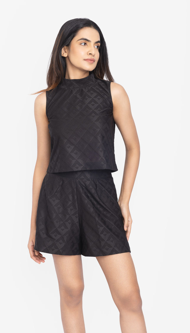 Midnight Textured Sleeveless Co-ord Set