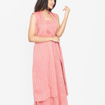 Blush Layered Kurta Set with Long Jacket