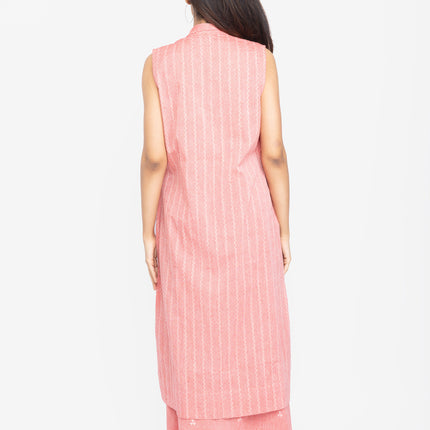 Blush Layered Kurta Set with Long Jacket