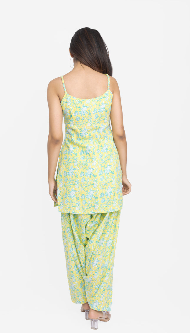 Lime Meadow Sleeveless Kurta & Pant Set with Dupatta