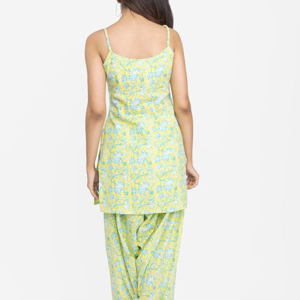 Lime Meadow Sleeveless Kurta & Pant Set with Dupatta