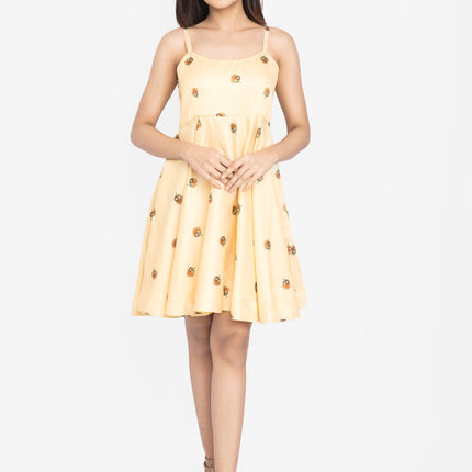 Sunlit Bloom Strap Fit & Flare Dress