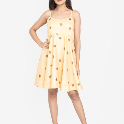Sunlit Bloom Strap Fit & Flare Dress