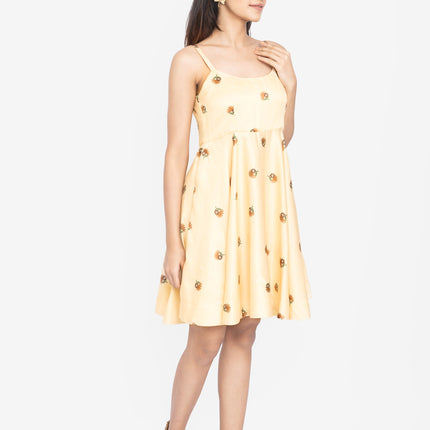 Sunlit Bloom Strap Fit & Flare Dress