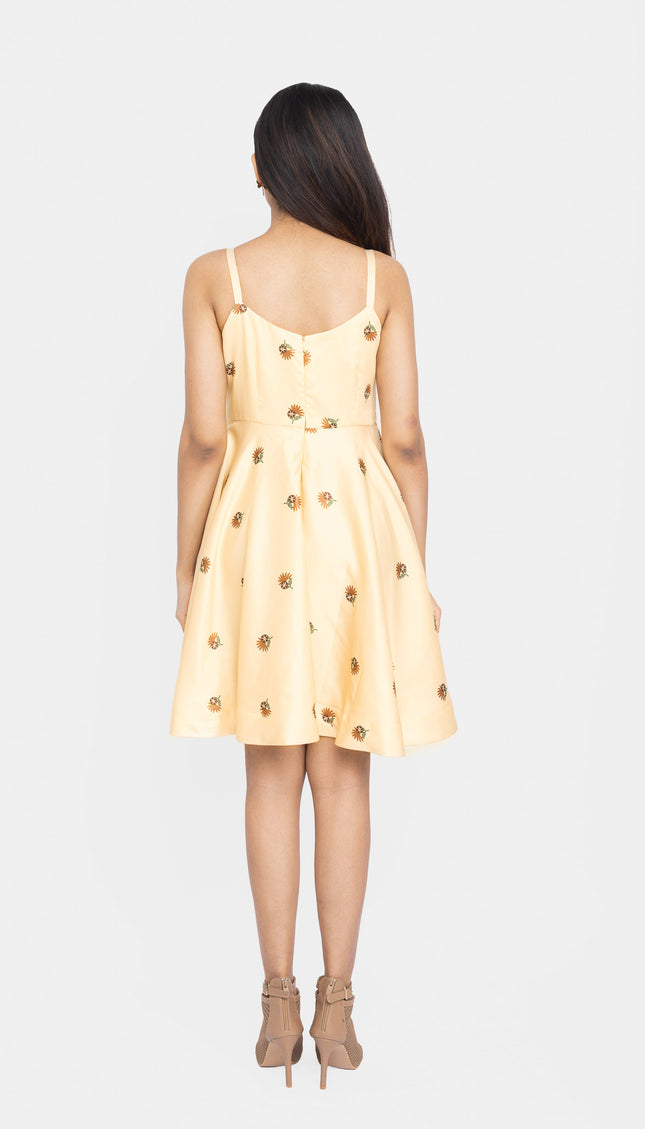 Sunlit Bloom Strap Fit & Flare Dress