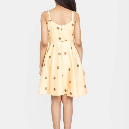 Sunlit Bloom Strap Fit & Flare Dress