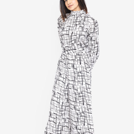 Monochrome Scribble High-Neck Co-ord Set