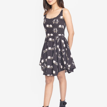 Midnight Folk Strap Balloon Fit Dress