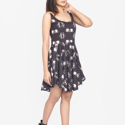 Midnight Folk Strap Balloon Fit Dress