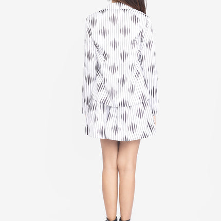 Monochrome Linear Blazer Skirt Co-Ord Set