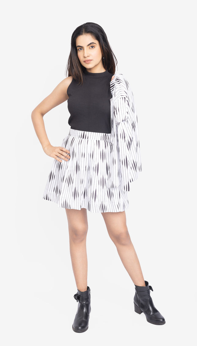 Monochrome Linear Blazer Skirt Co-Ord Set