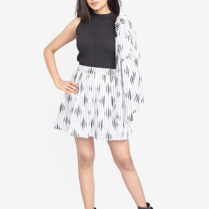 Monochrome Linear Blazer Skirt Co-Ord Set