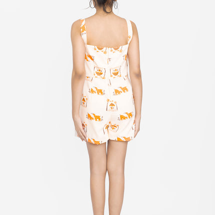 Ivory Folk Motif Jacket Dress Co-ord Set