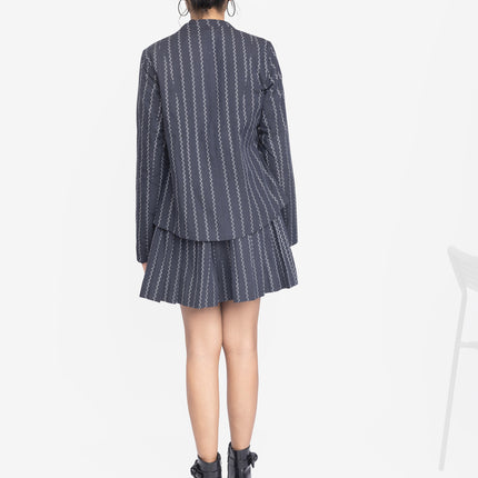 Charcoal Zigzag Blazer Skirt Co-Ord Set