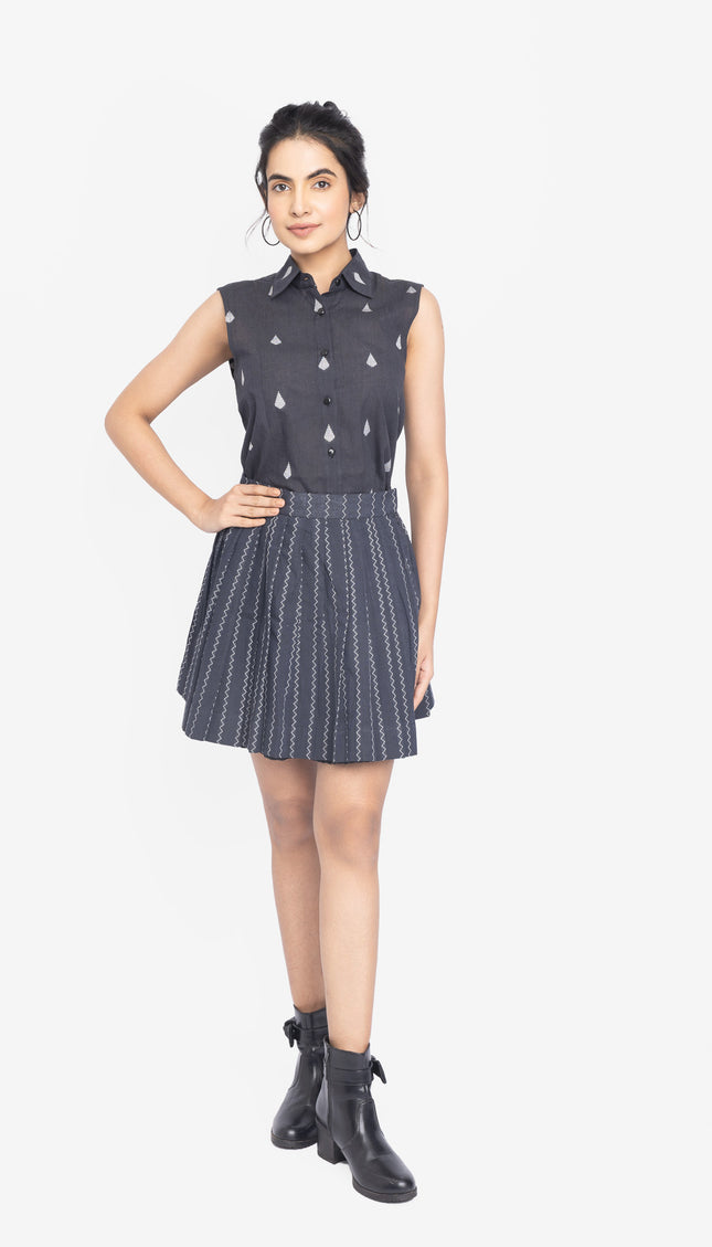 Charcoal Zigzag Blazer Skirt Co-Ord Set