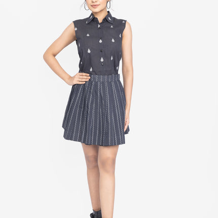 Charcoal Zigzag Blazer Skirt Co-Ord Set