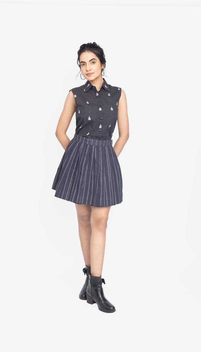 Charcoal Zigzag Blazer Skirt Co-Ord Set