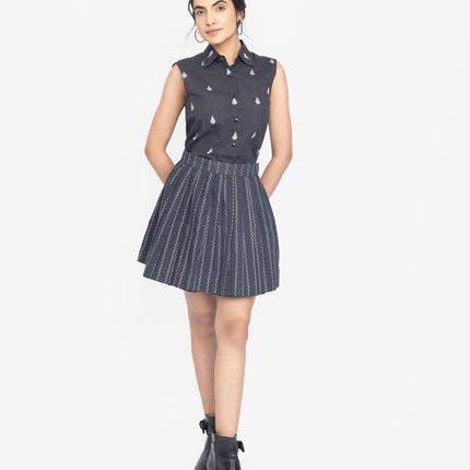 Charcoal Zigzag Blazer Skirt Co-Ord Set