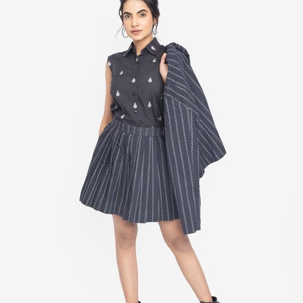 Charcoal Zigzag Blazer Skirt Co-Ord Set