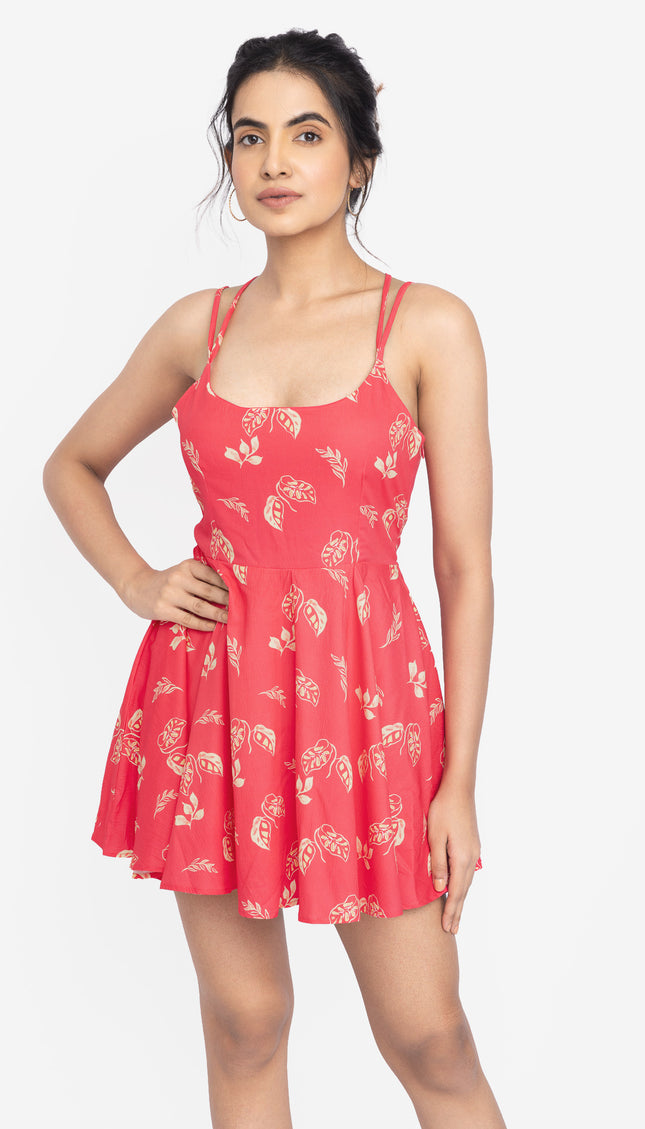 Rosewood Strap Flare Dress