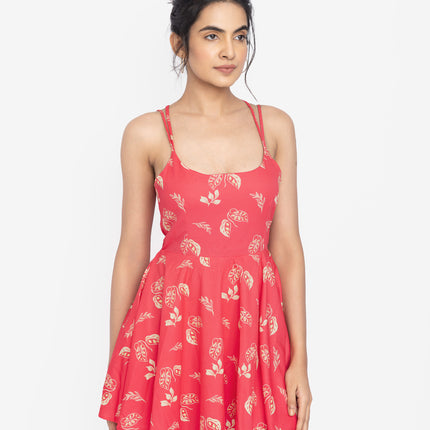 Rosewood Strap Flare Dress