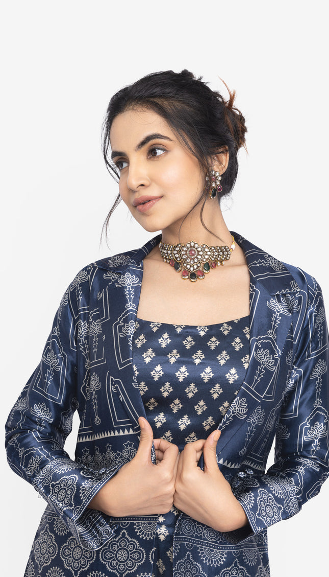 Indigo Ikat Layered Co-Ord Set