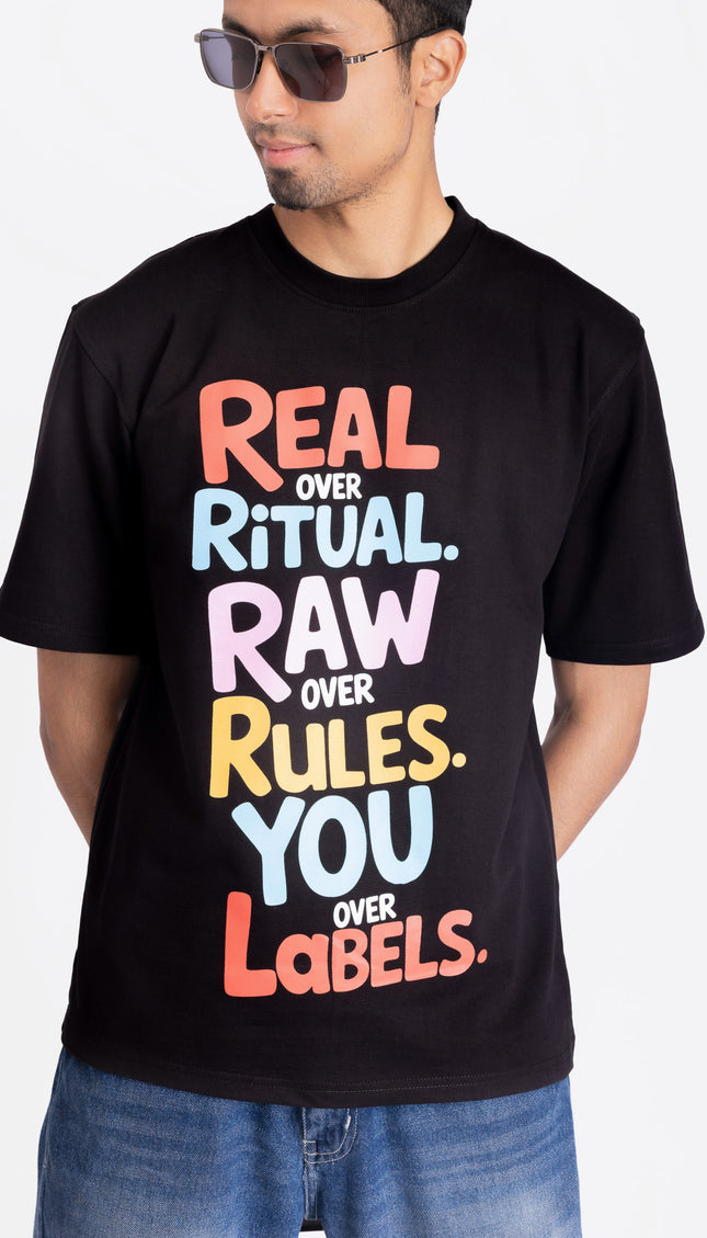 RReflekt - Unisex REAL. RAW. YOU. Graphic Printed Oversized T-Shirt