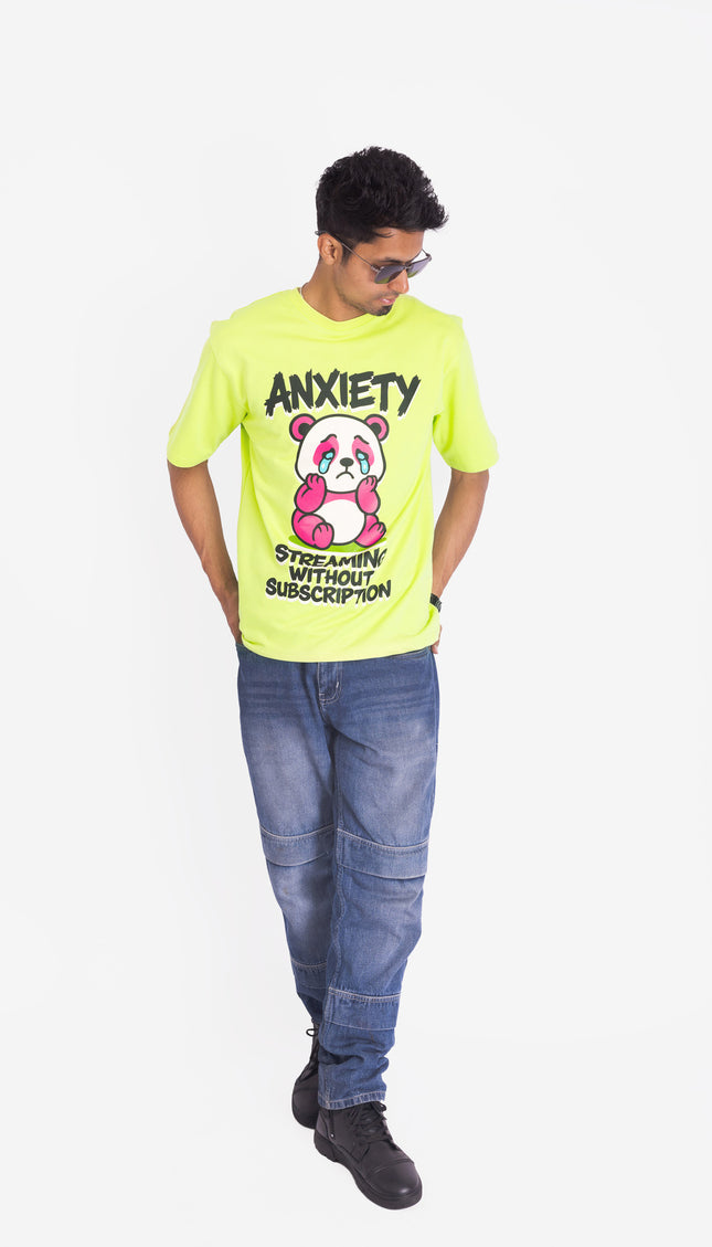 RReflekt - Unisex Anxiety Graphic Printed Oversized T-Shirt