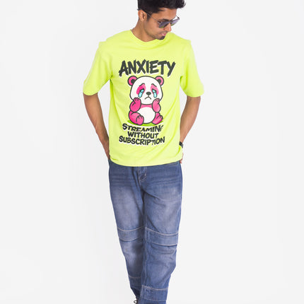 RReflekt - Unisex Anxiety Graphic Printed Oversized T-Shirt