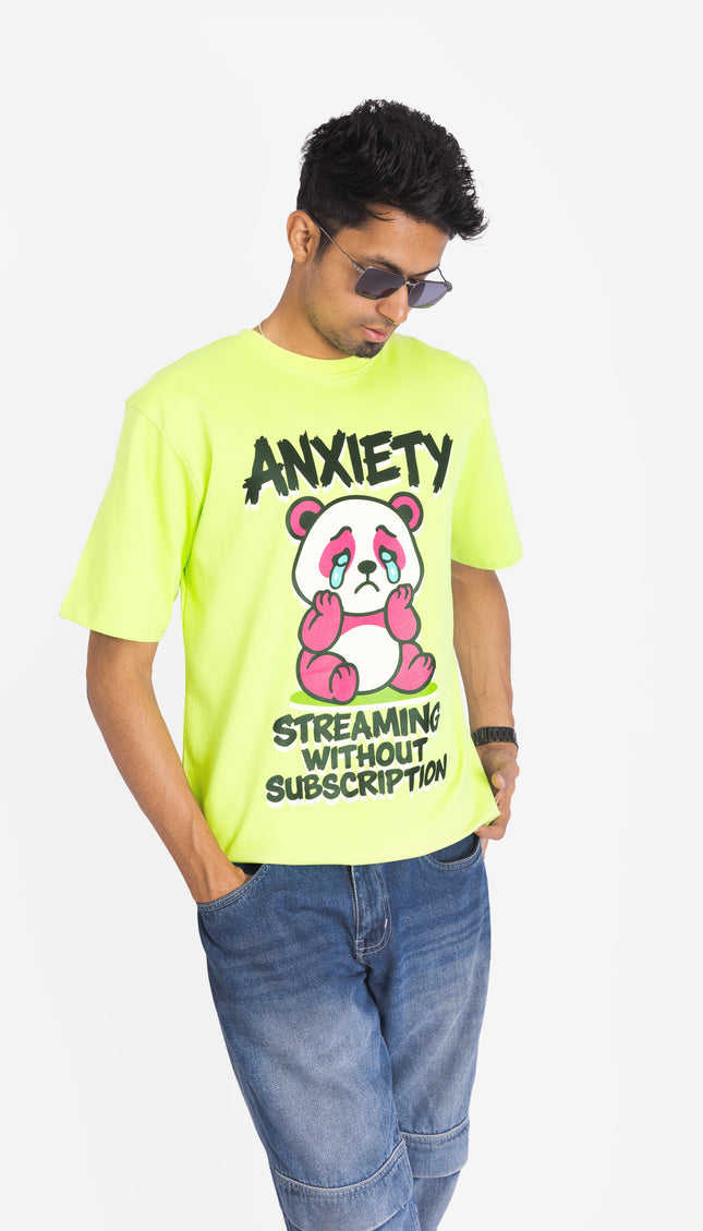 RReflekt - Unisex Anxiety Graphic Printed Oversized T-Shirt